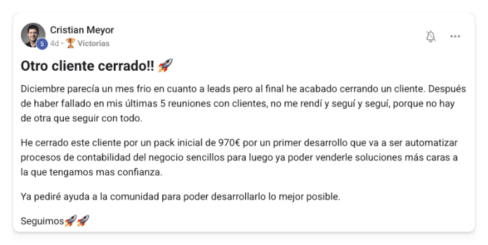 Victoria de un alumno de MonetizIA Masters #007