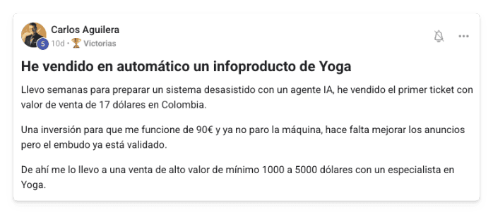 Victoria de un alumno de MonetizIA Masters #014