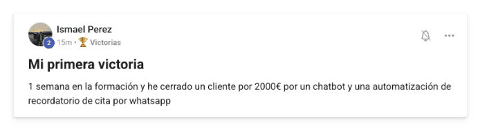 Victoria de un alumno de MonetizIA Masters #045