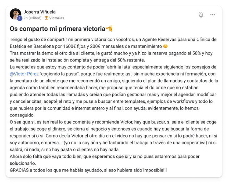 Victoria de un alumno de MonetizIA Masters #049