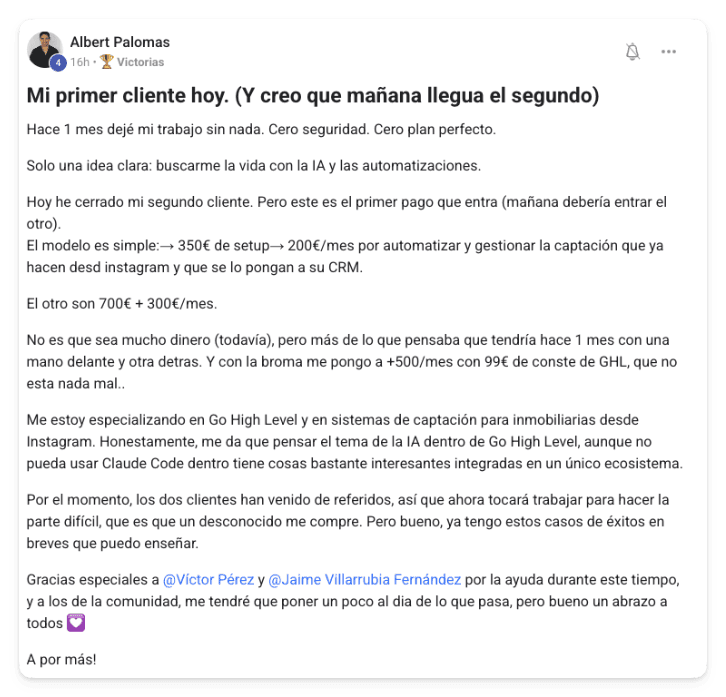 Victoria de un alumno de MonetizIA Masters #059