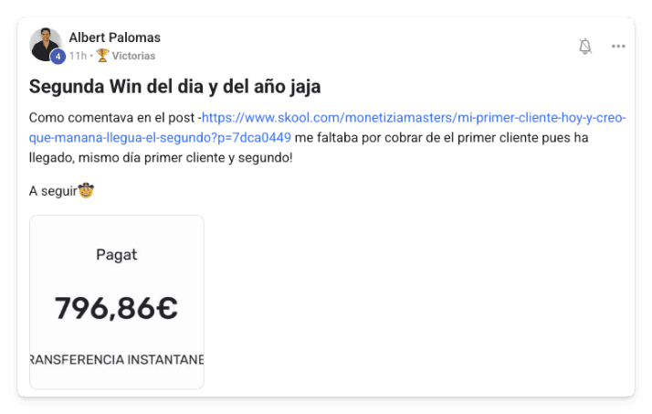 Victoria de un alumno de MonetizIA Masters #060